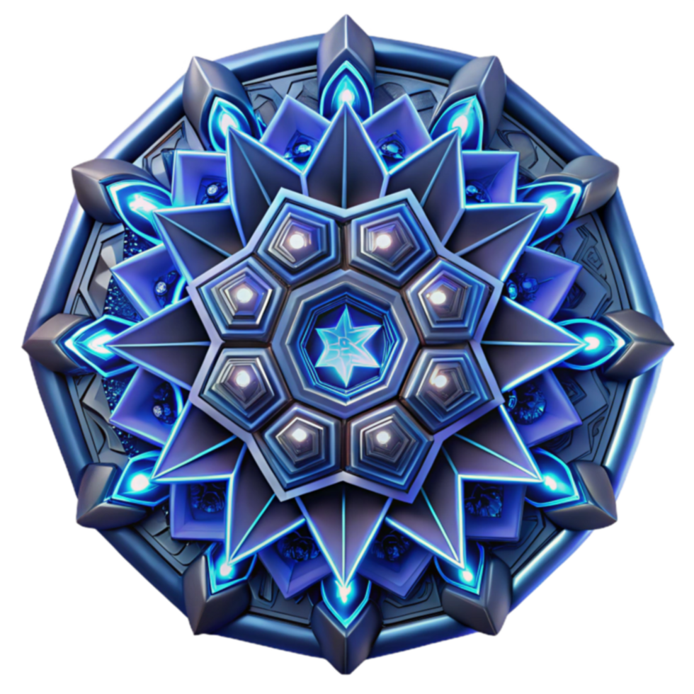 Abstract 3D Mandala Geometric Starburst Design png