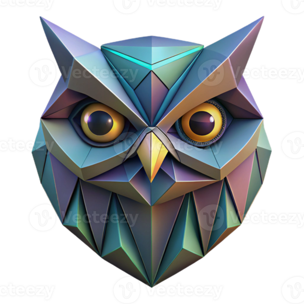 Geometric Owl Low Poly 3D Model png