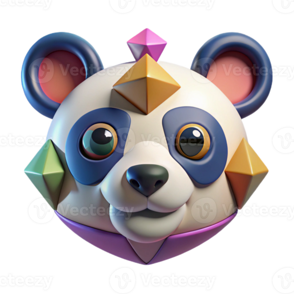 Gem Panda 3D Render of Cute, Crystal-Adorned Panda png