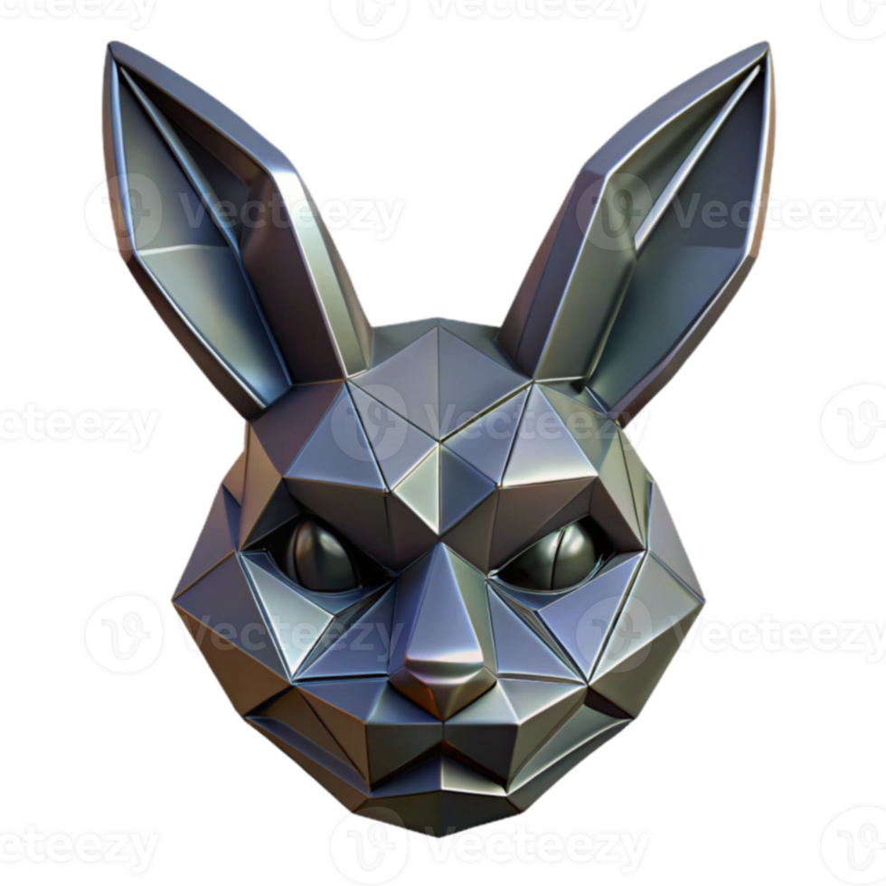 Geometric Rabbit Mask Low Poly 3D Model png