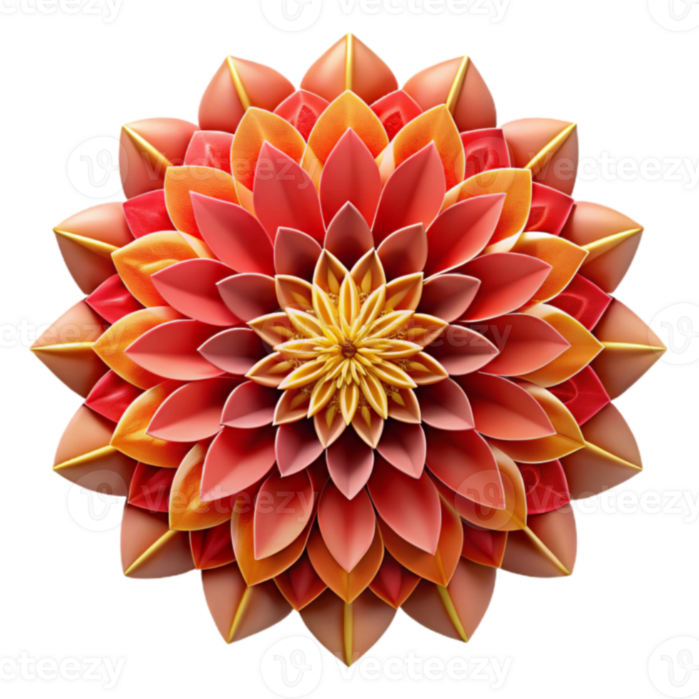 Abstract Floral Mandala Red, Orange, and Yellow Petals png