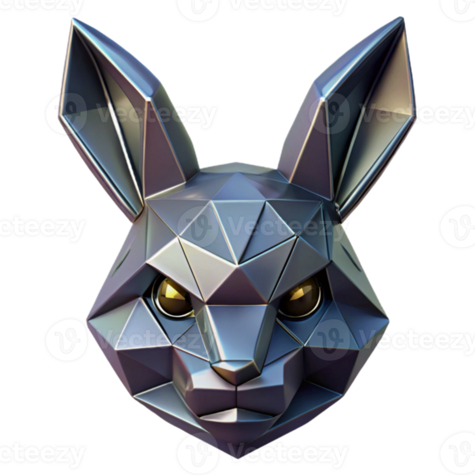 Geometric Rabbit Head Low Poly 3D Model png