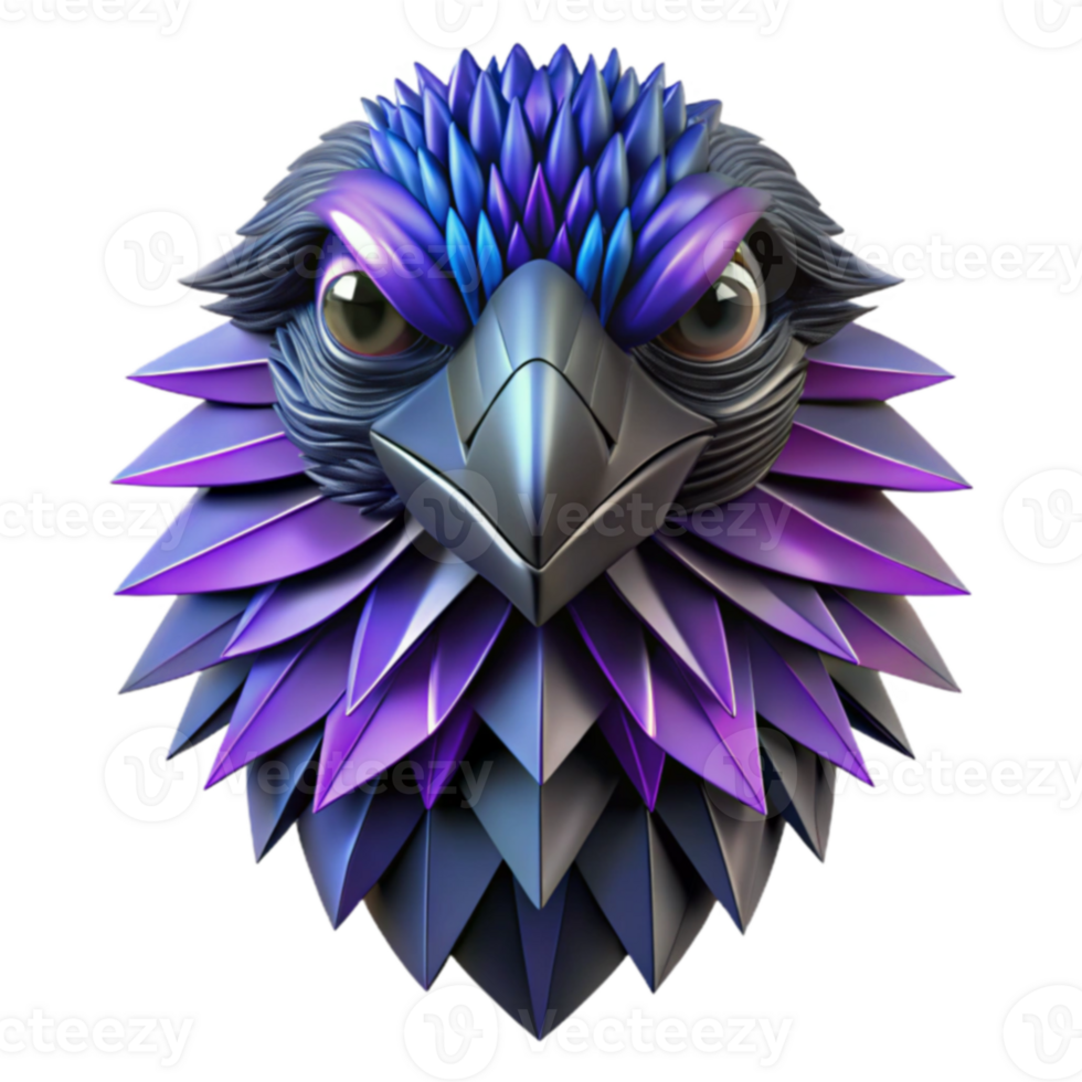 Stylized Bird Head 3D Render of Avian Crest png