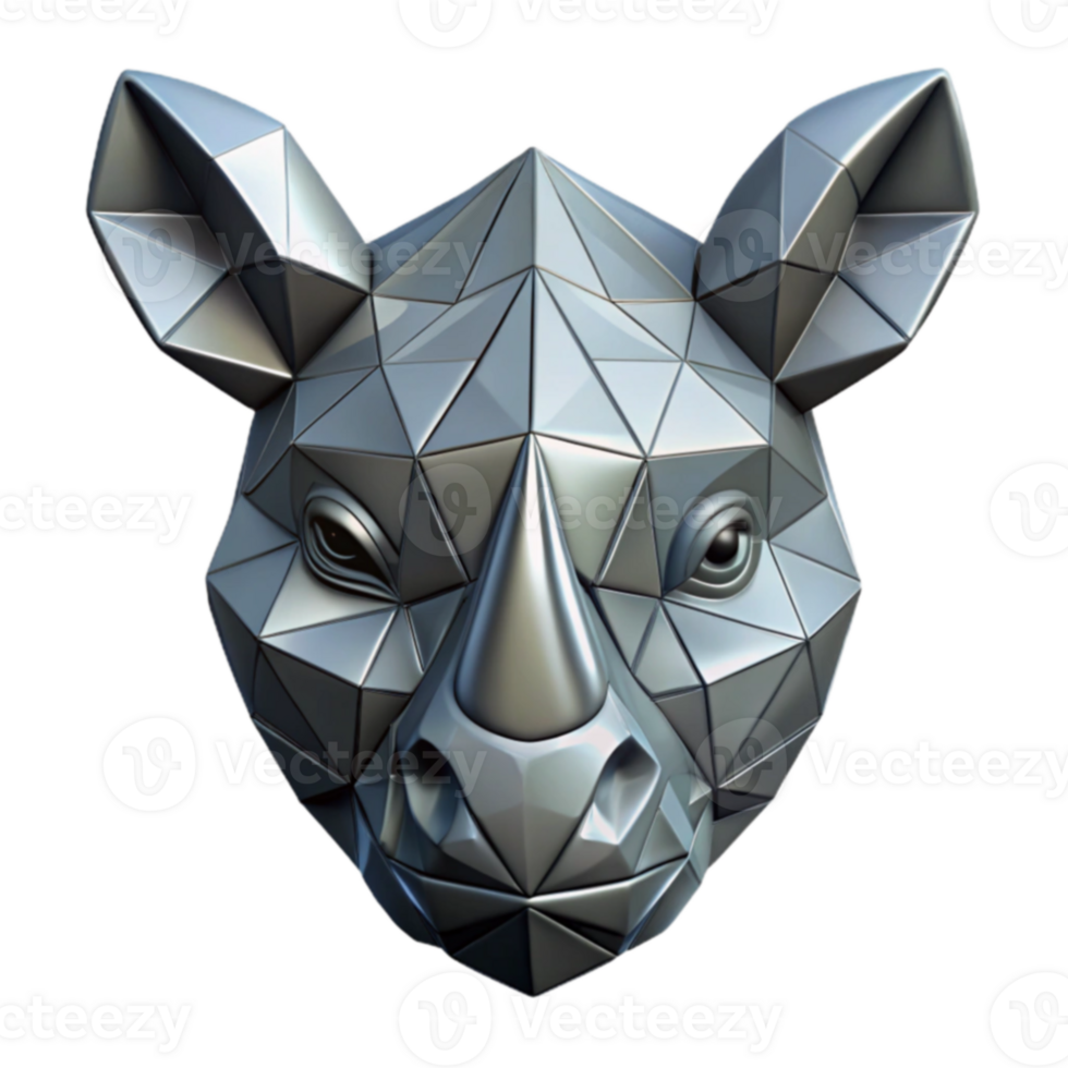 Geometric Rhino Head Low-Poly 3D Model png