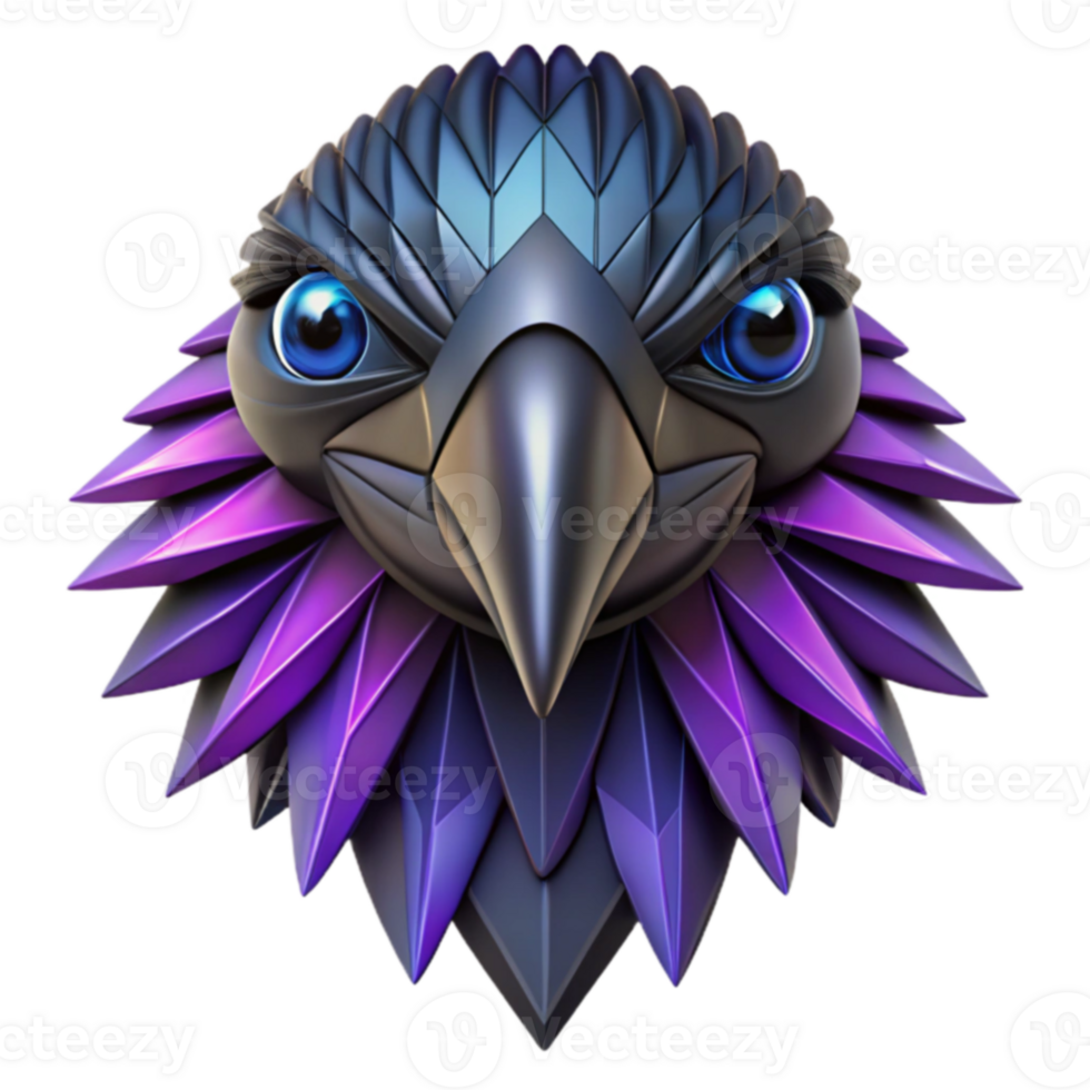Geometric Raven Head 3D Digital Art png