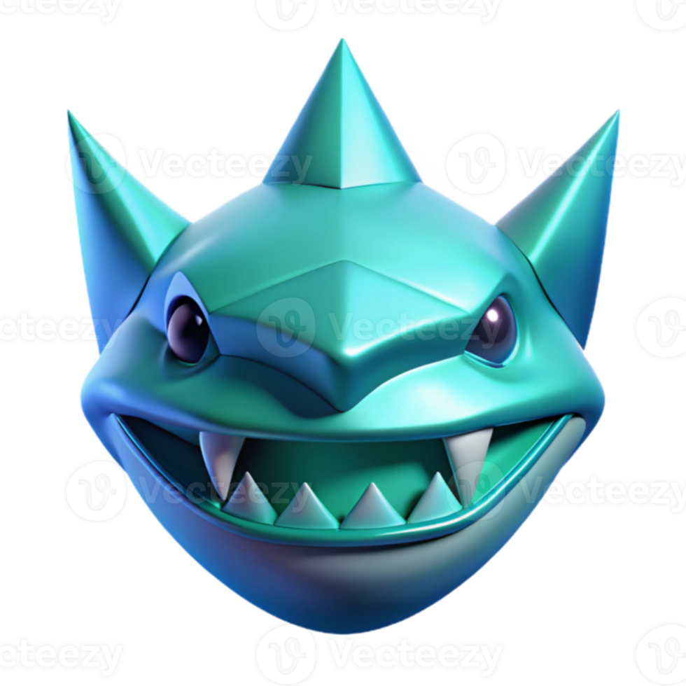 Teal Spiked Creature 3D Model png
