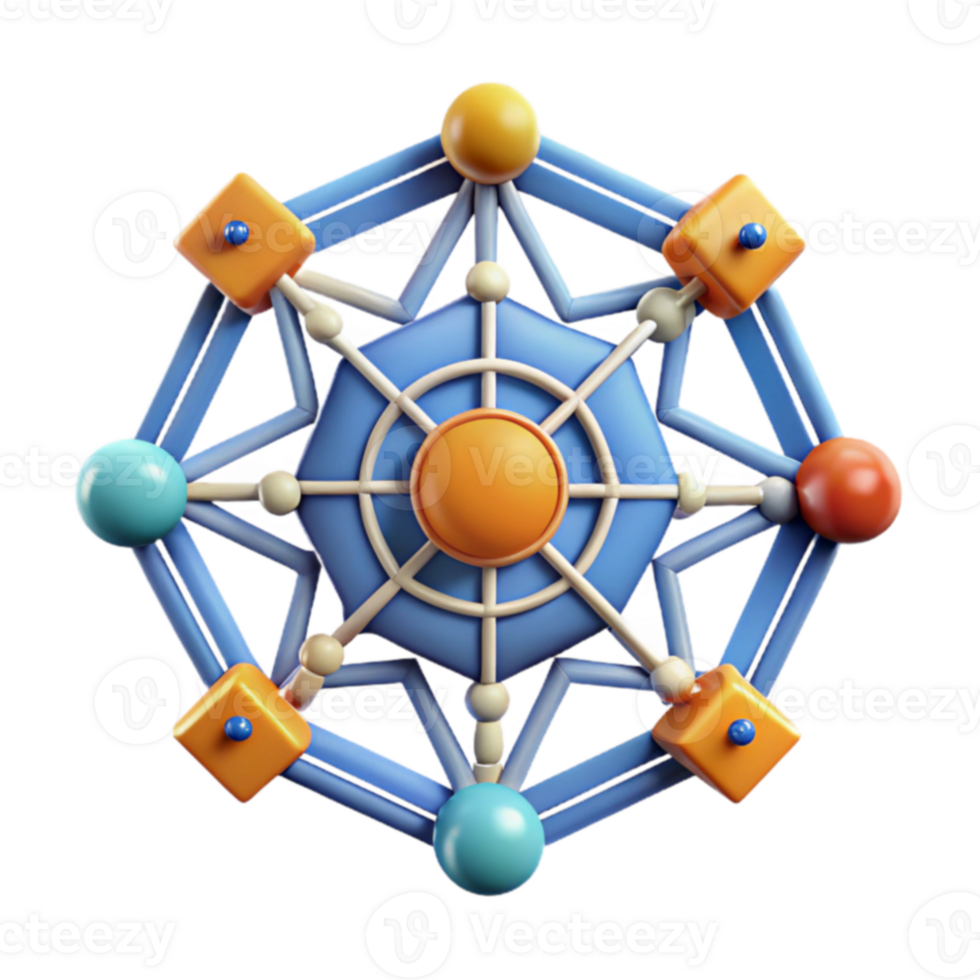 Interconnected Network Abstract 3D Model png