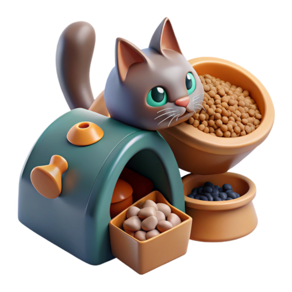 Adorable Kittens Automated Food Dispenser png