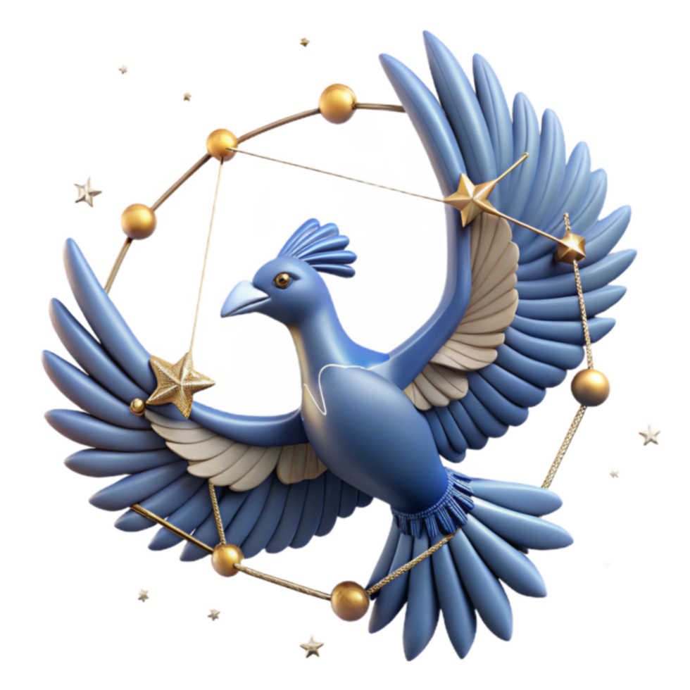 Celestial Bird 3D Render of a Mythical Creature in Constellation png