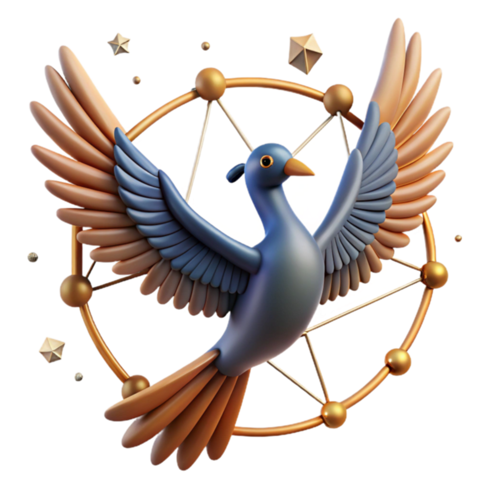 3D Bird in Celestial Ring Fantasy Art png