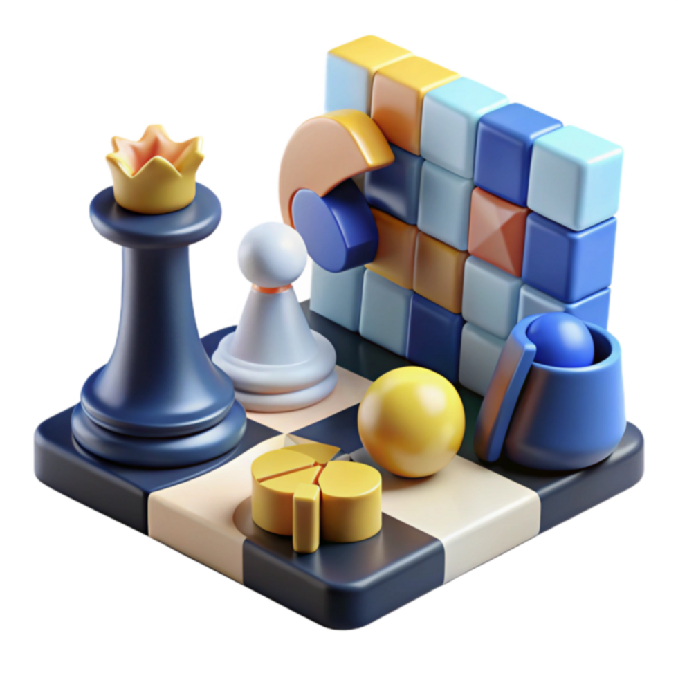 Strategic Puzzle Chess, Blocks, and Problem Solving png