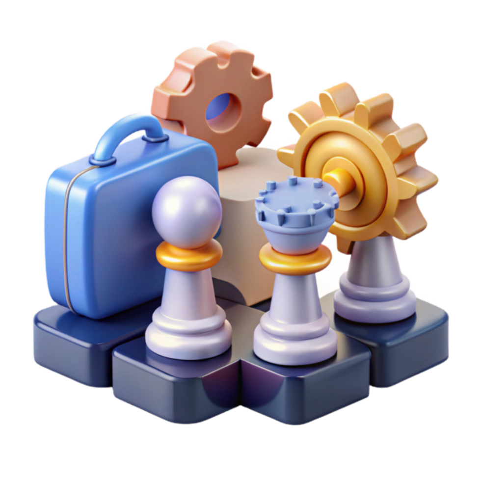 Strategic Planning Gears, Chess, and Business Growth png