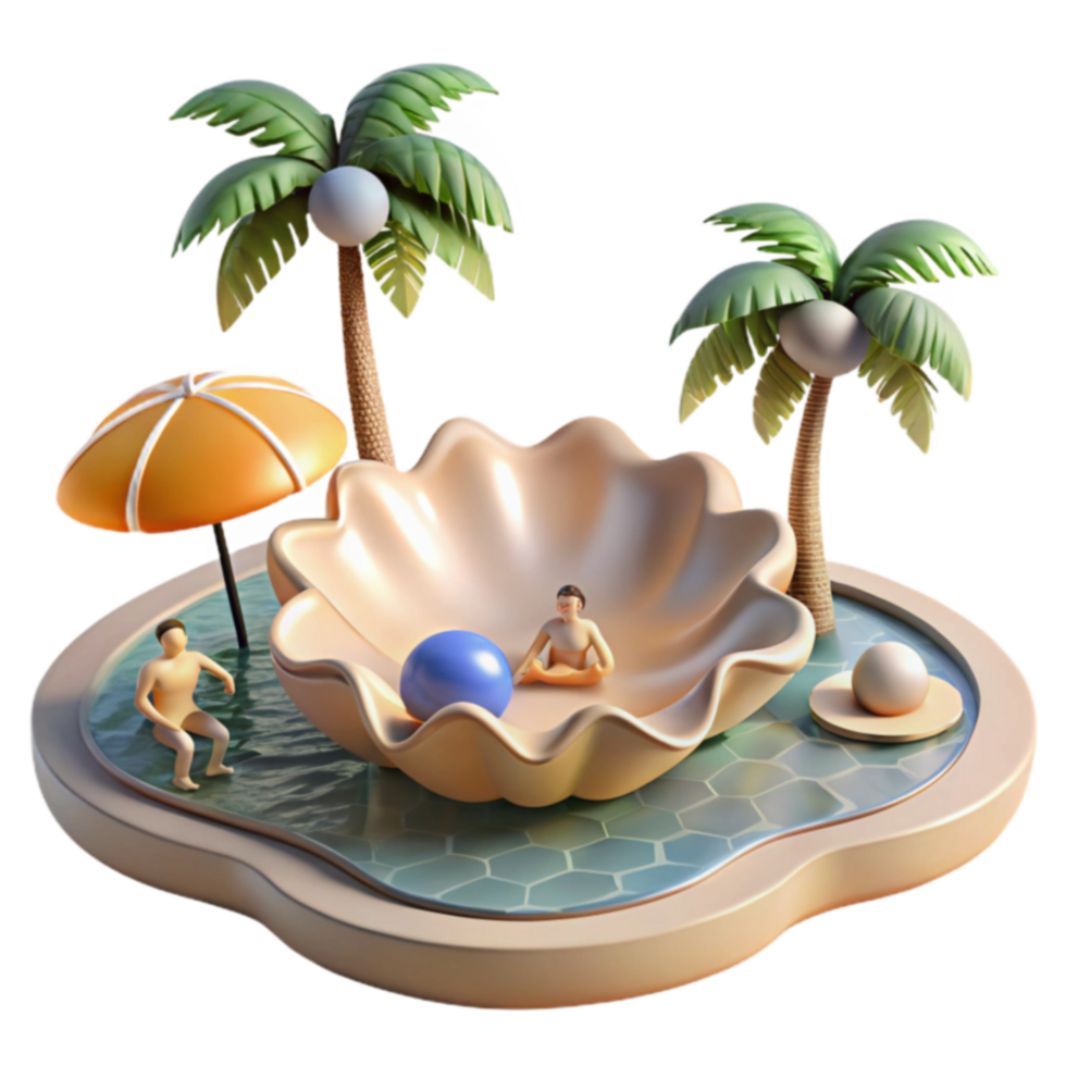 Tropical Getaway Island Relaxation in a Giant Clam Shell png