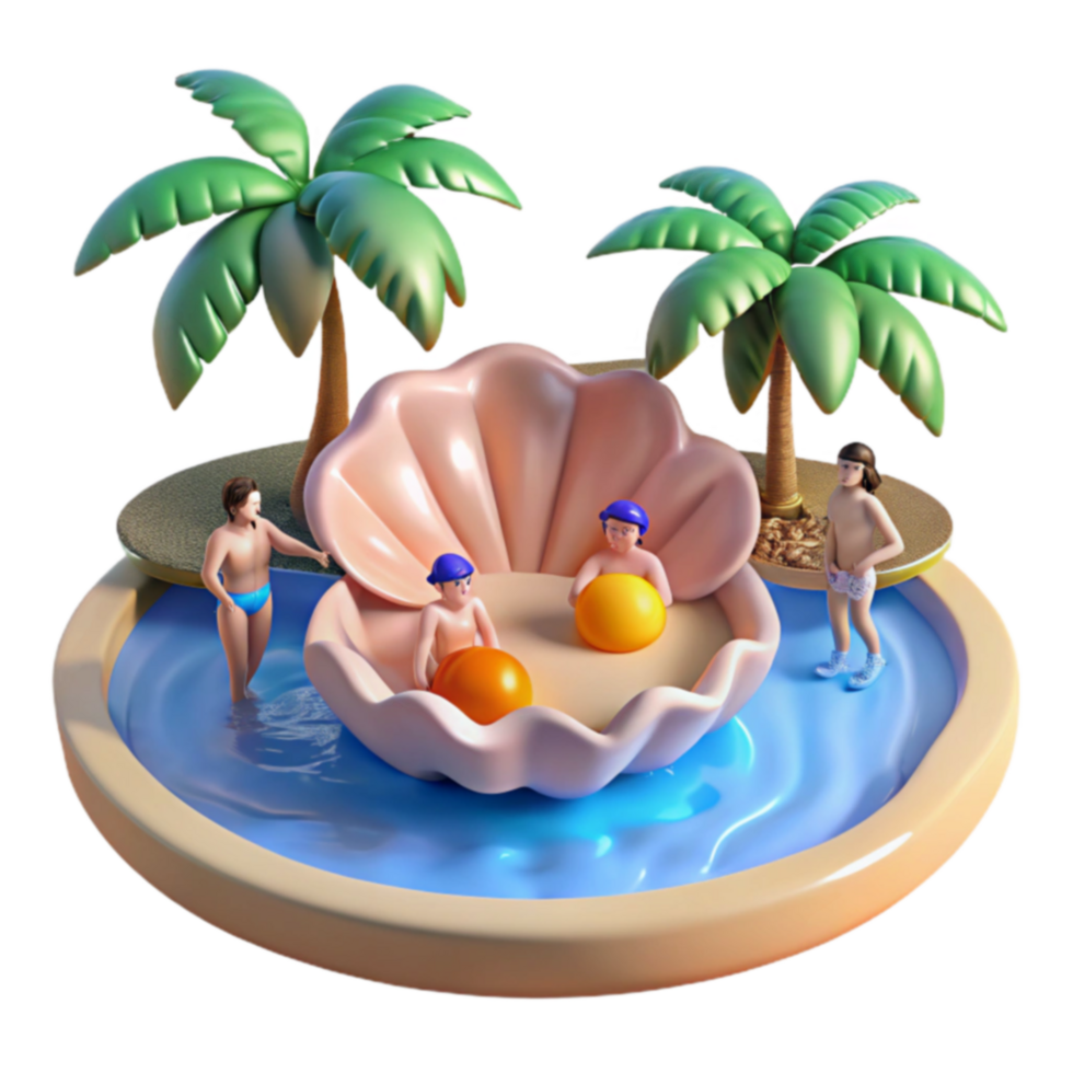 Island Getaway Shell Pool Palm Trees png