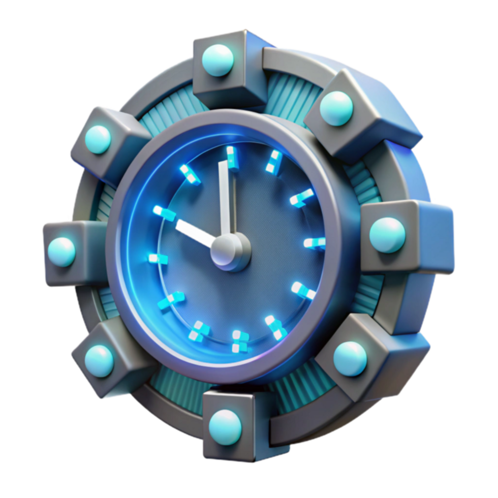 Futuristic Clock 3D Render of a Modern Timepiece png