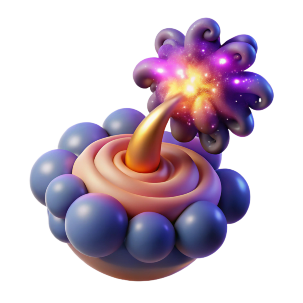 Cosmic Bloom 3D Abstract Art of Exploding Nebula png