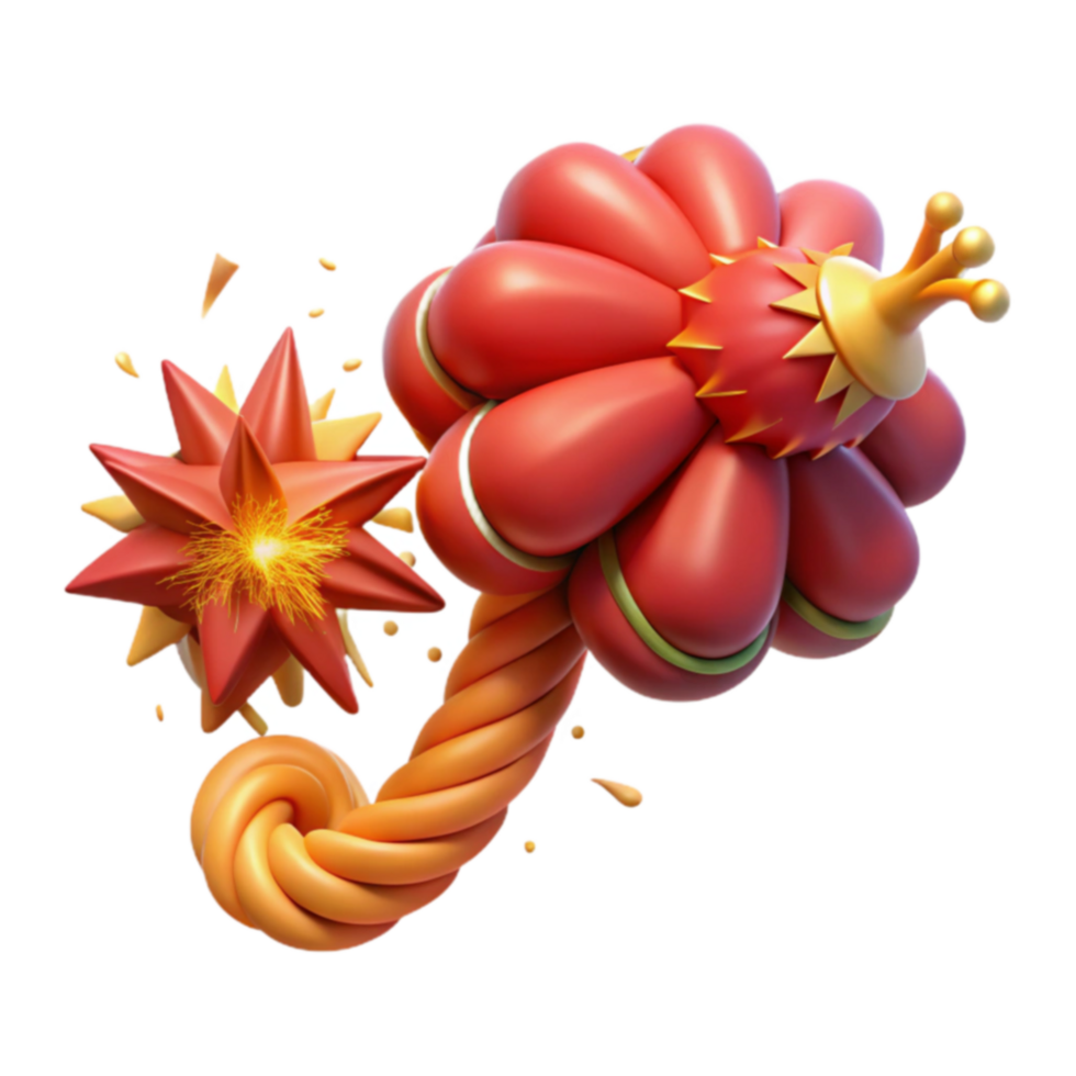 3D Render Festive Flower Wand with Starburst png