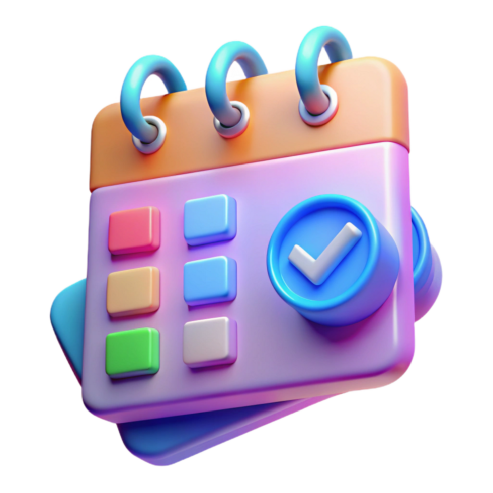 Colorful 3D Calendar App Schedule Task Management png