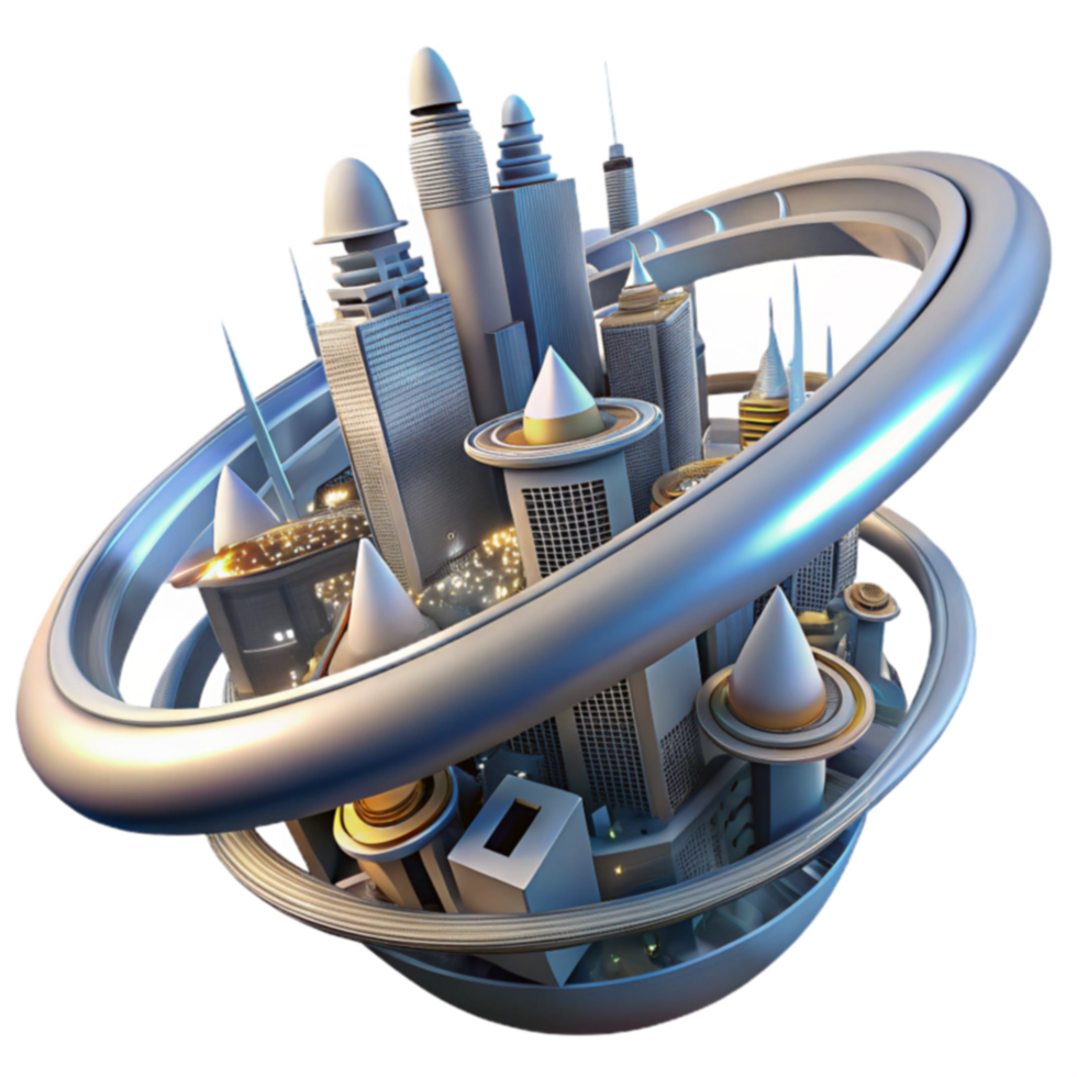 Futuristic Cityscape Rotating Urban Design png