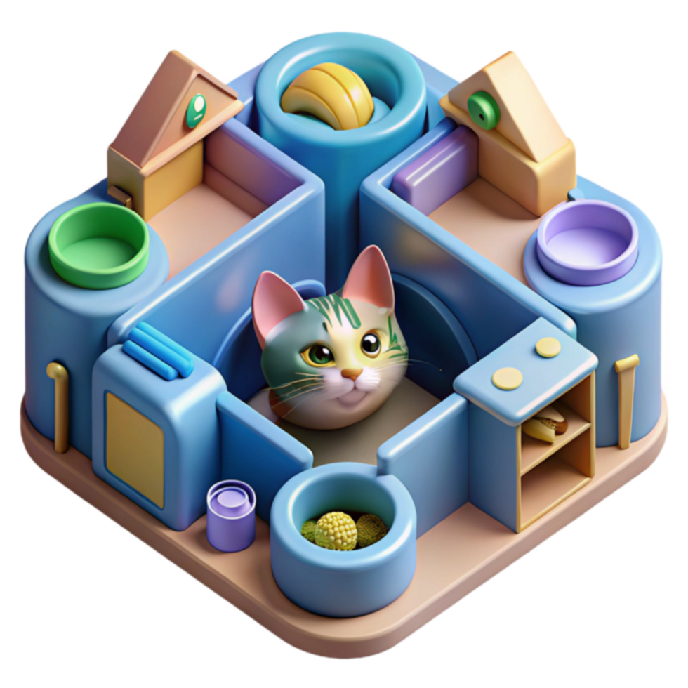 3D Kitten Play House Interactive Puzzle Game png