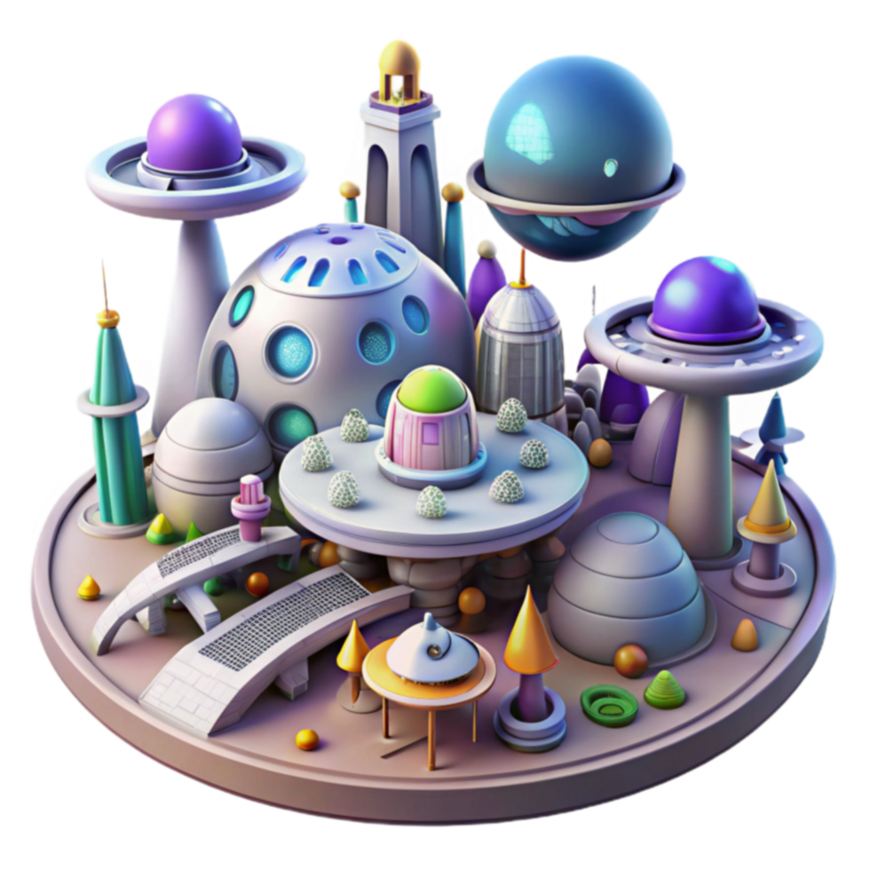 Futuristic Cityscape Dome Structures, Alien Architecture, Sci-fi World png