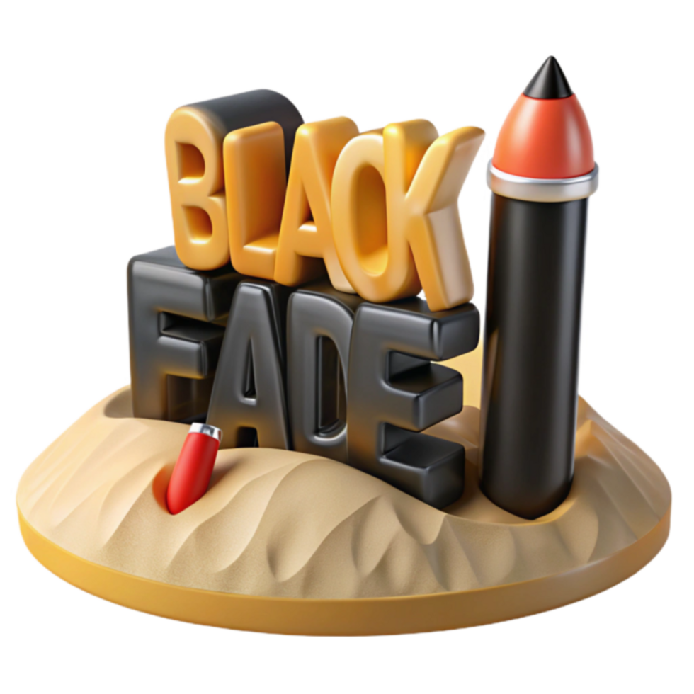 Black Fade 3D Text Effect on Sand png