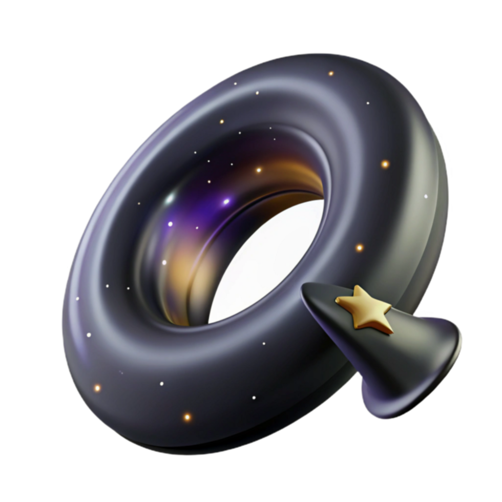 Cosmic Donut with Star 3D Render png