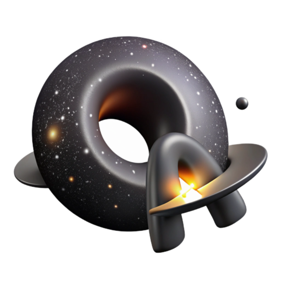 Cosmic Ring and Glowing Arc Abstract Space Art png