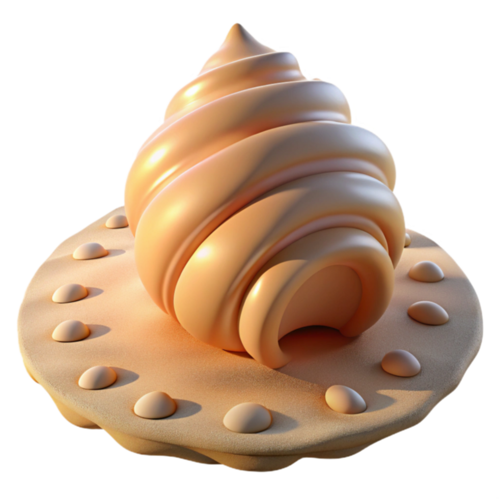 Spiral Shell Structure on Sandy Base 3D Render png