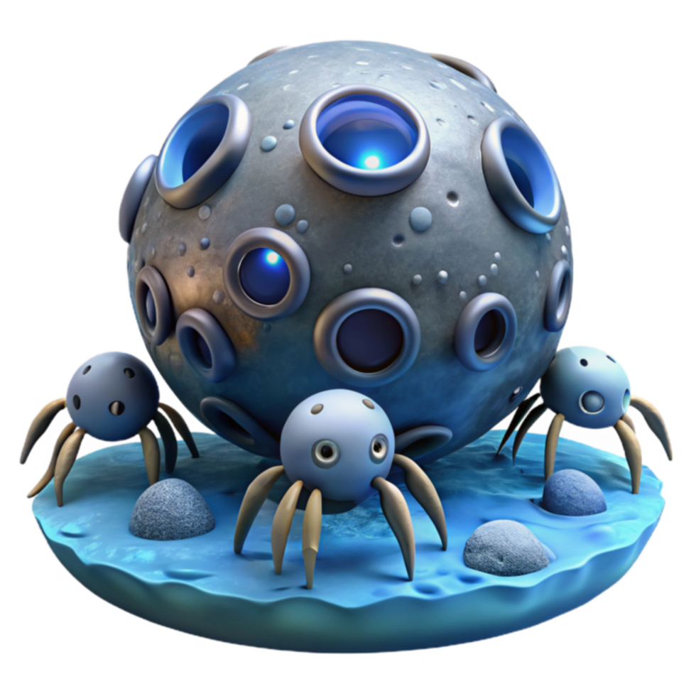 Sphere Robot with Tripod Spiders on a Planet png