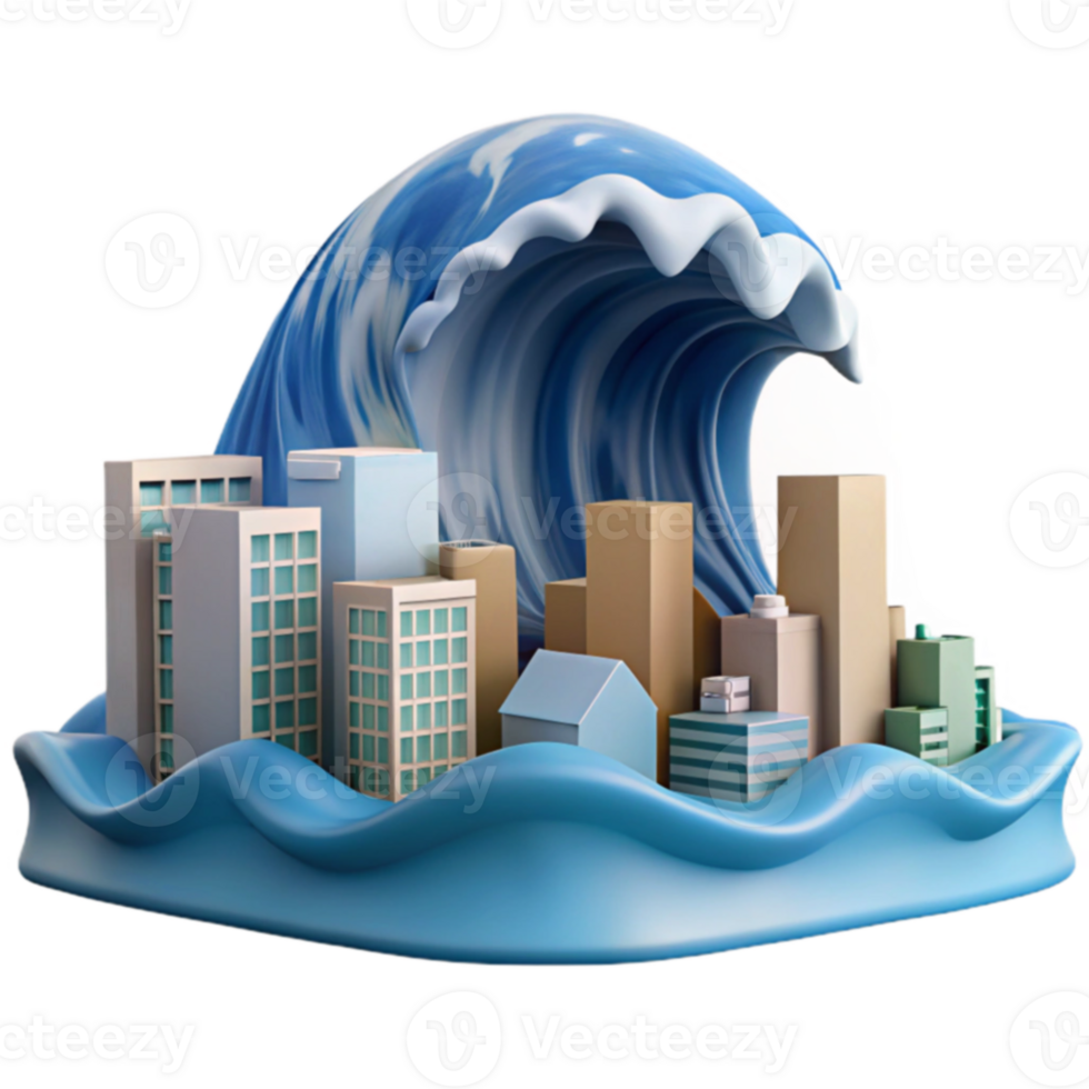 Coastal City Tsunami Disaster Simulation png