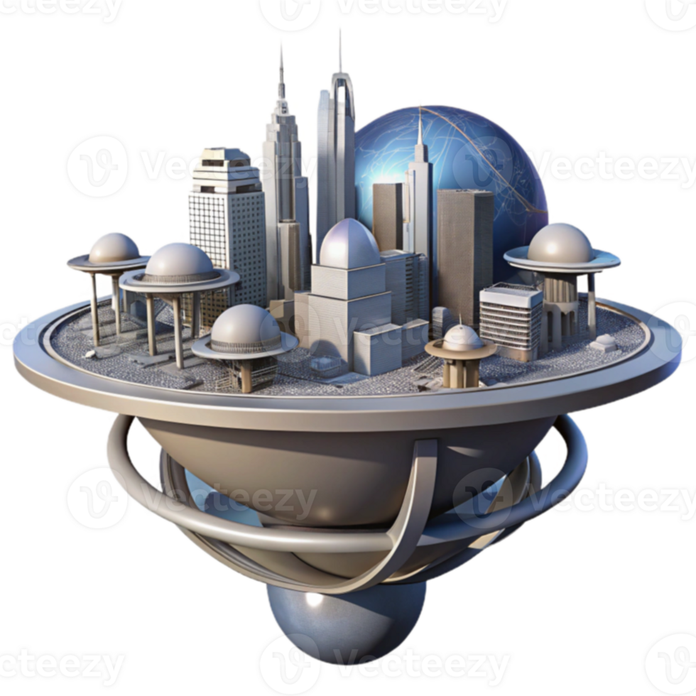 Futuristic Floating City A 3D Architectural Model png