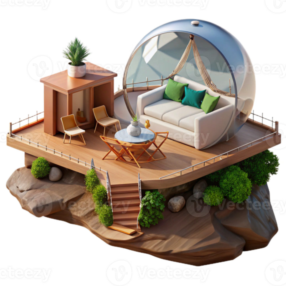 Modern Deck Design Outdoor Oasis with Semi-circular Enclosure png