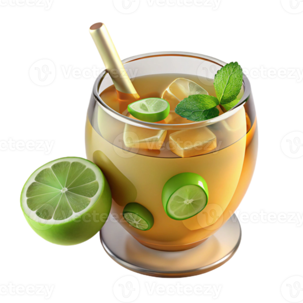Refreshing Iced Tea with Lime Mint png