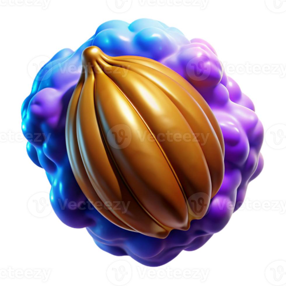 Abstract 3D Render Golden Seed in Vibrant Nebula png