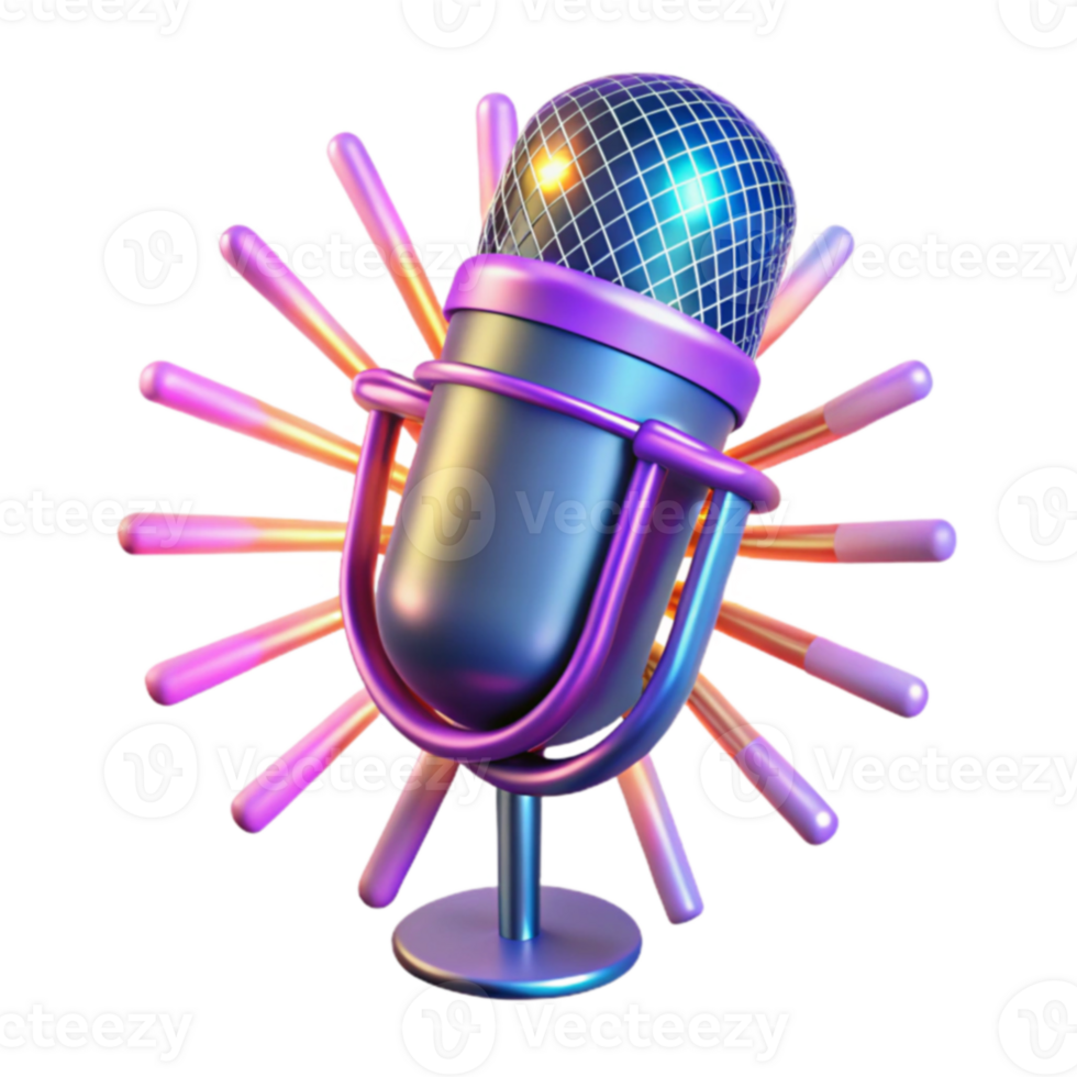 Podcast Microphone Broadcasting Soundwaves png