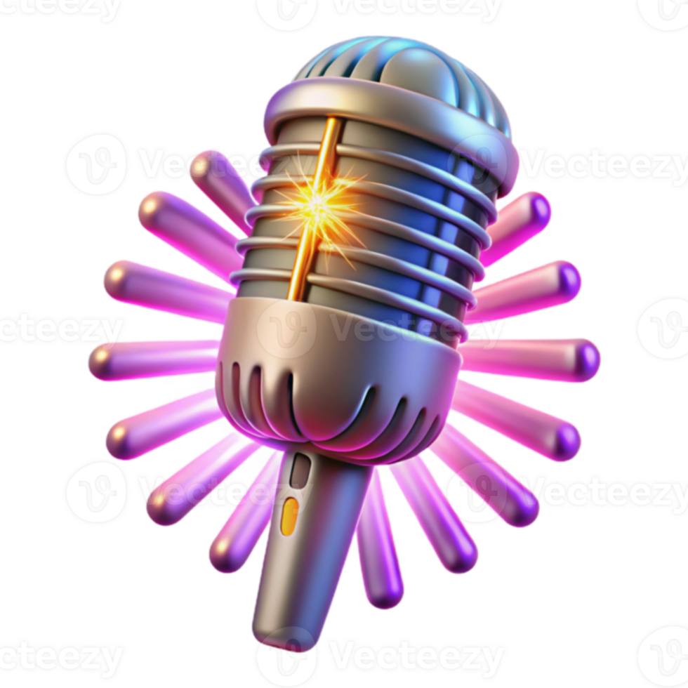 Retro Microphone Vintage Audio, Podcast, Music, Recording, Broadcast, Studio, Sound, Design, 3D Render png