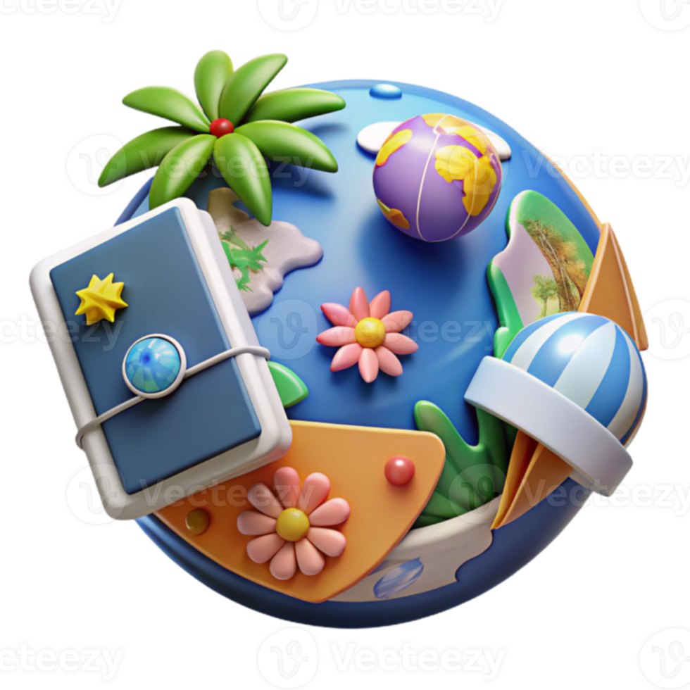 Vacation Planning Globe, Flowers, Travel Journal, Adventure png
