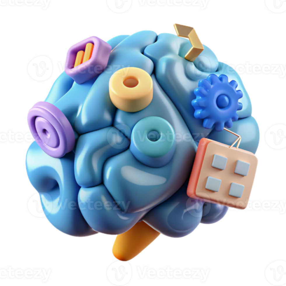Creative Brain Colorful 3D Model of Cognition png