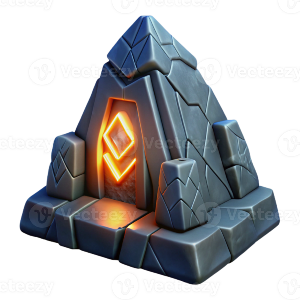 Glowing Symbol Stone Structure 3D Model png