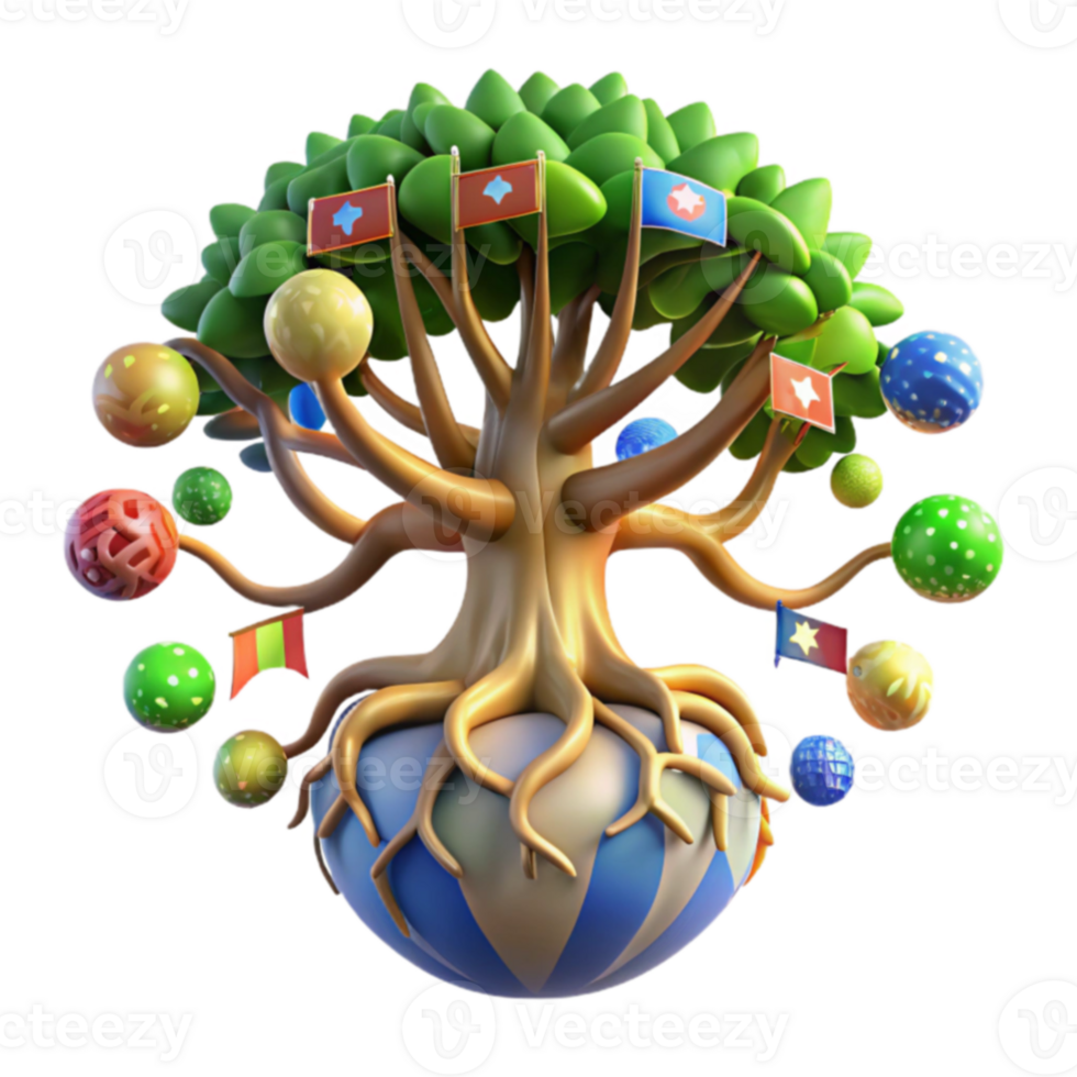 Global Unity A Vibrant Tree of Cultures png