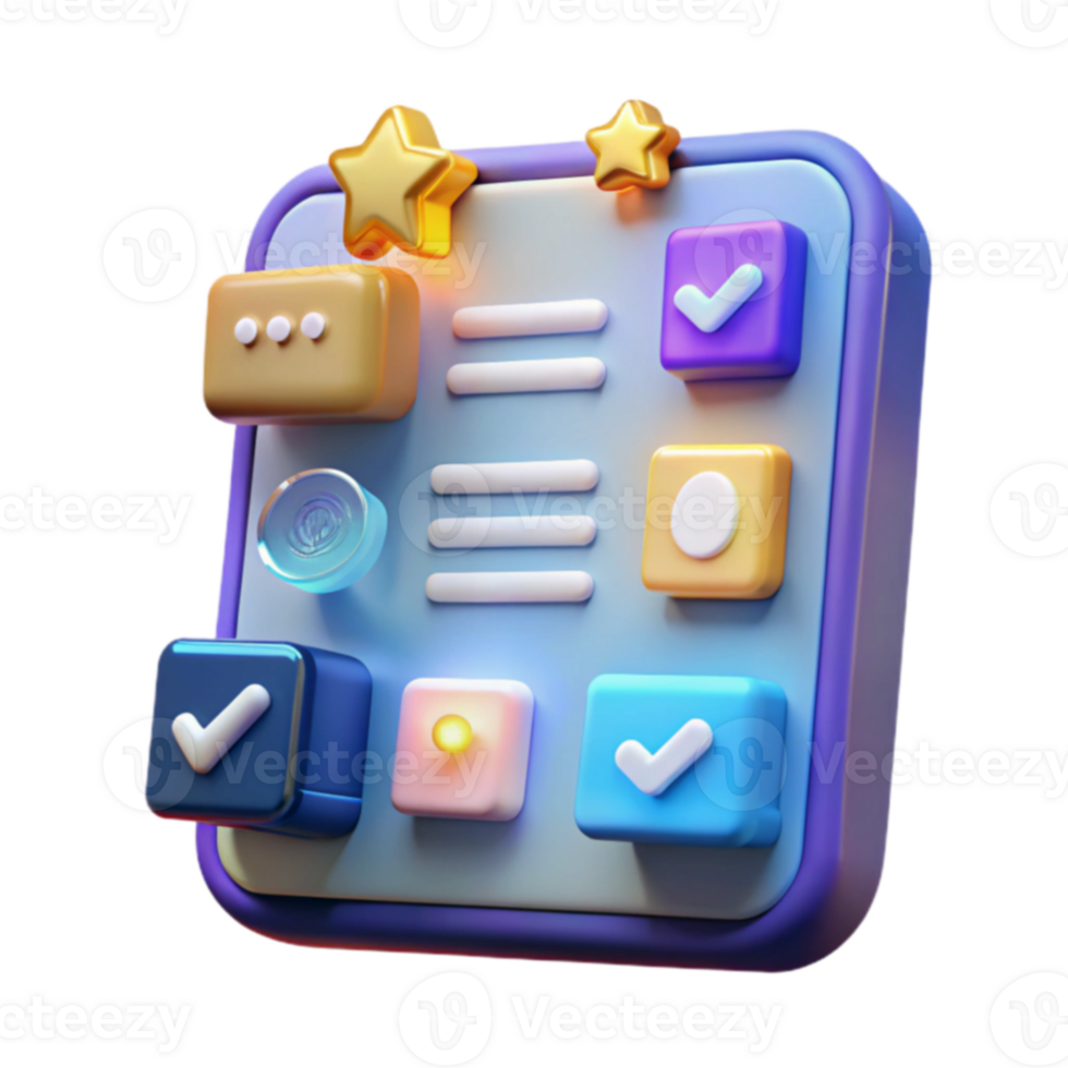 3D Interface Design Checklist App UI with User Feedback png