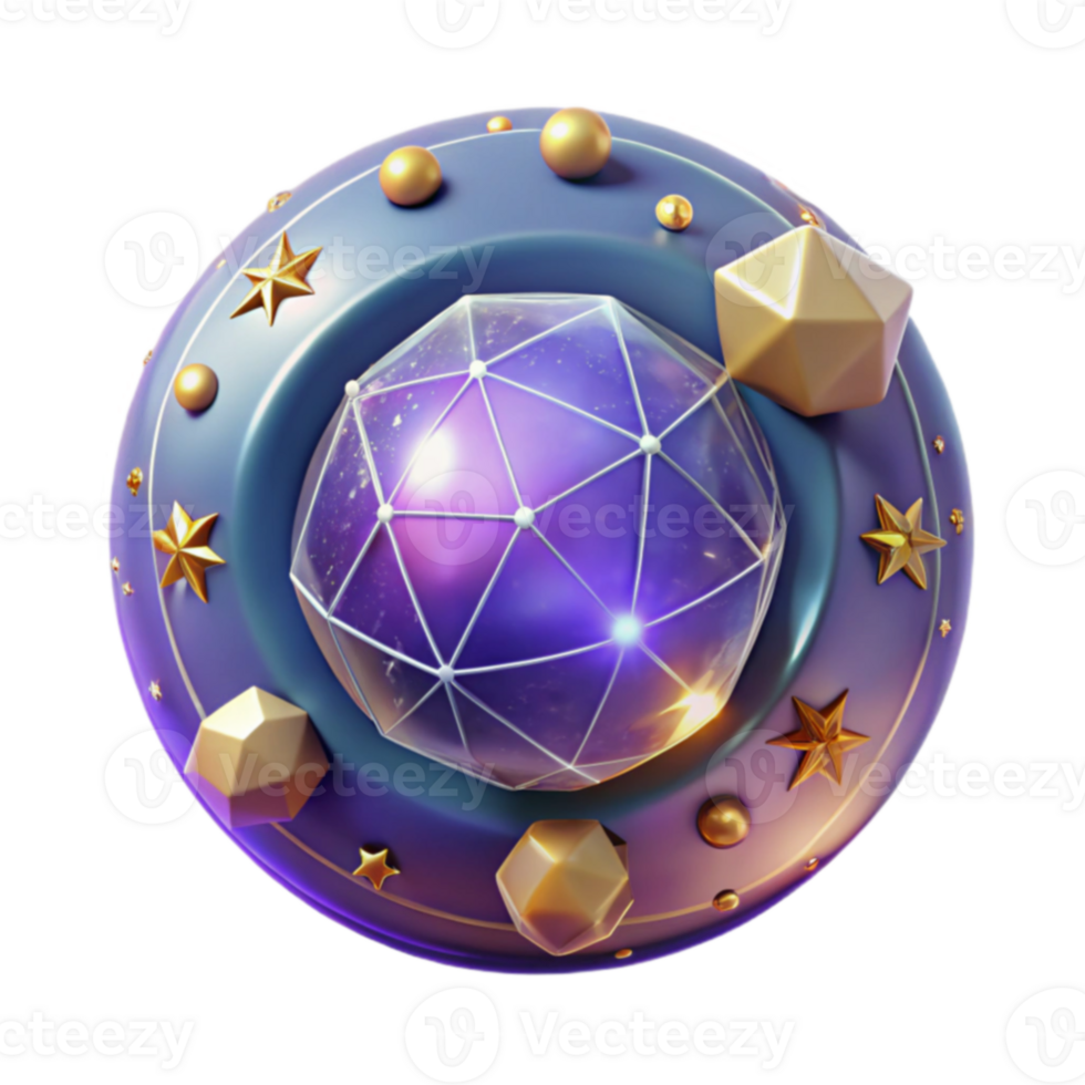 Cosmic Sphere 3D Geometric Art png