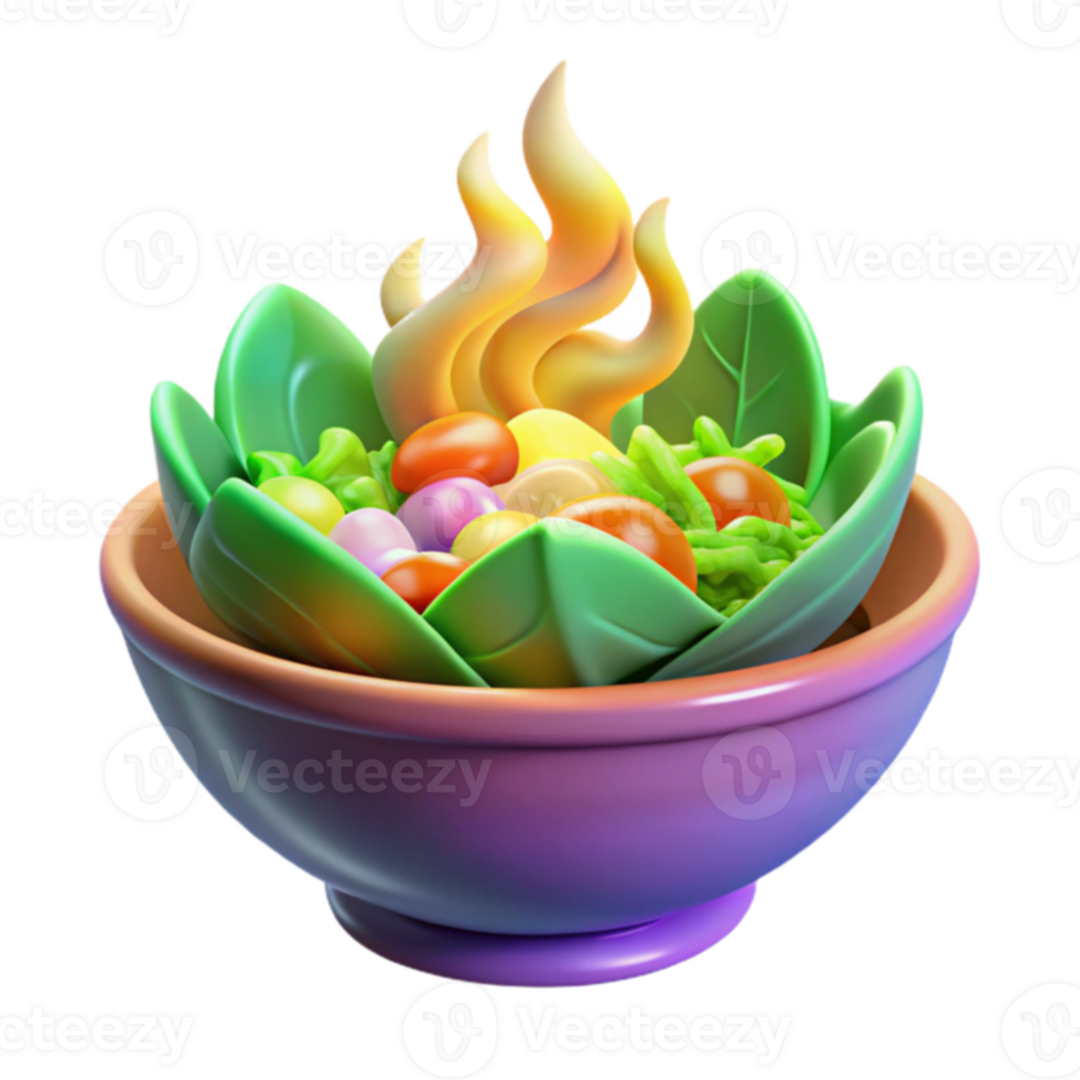 Vibrant Veggie Bowl A 3D Render of a Colorful Salad png