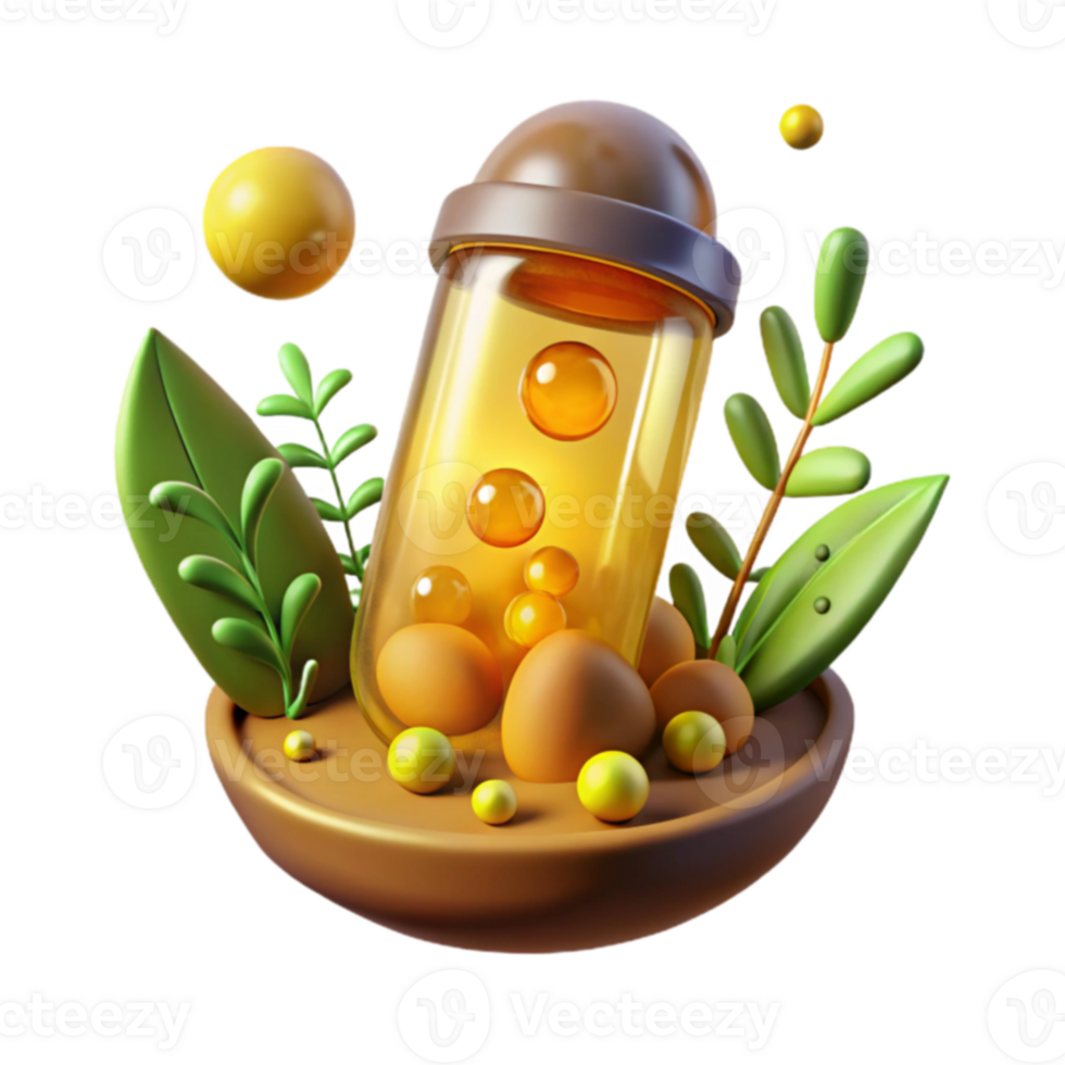 Botanical Serum Golden Elixir in Glass Bottle png