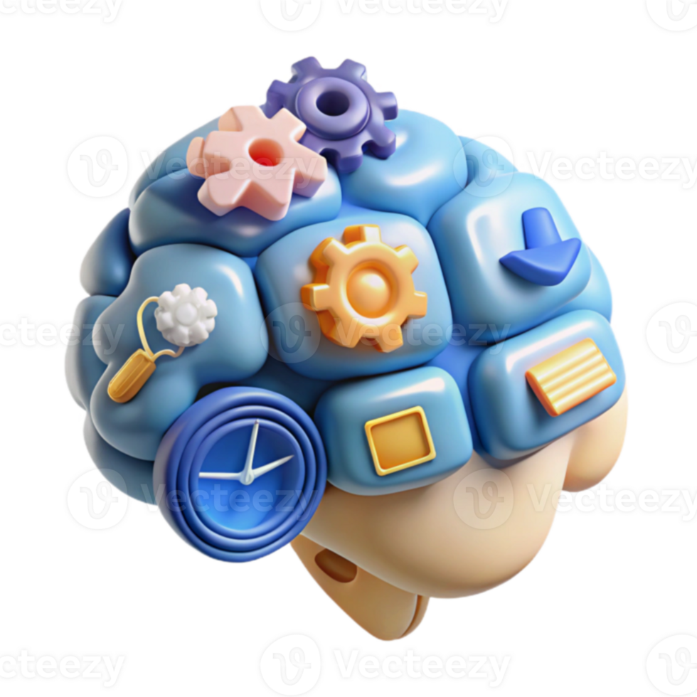Cognitive Processes A 3D Brain Model of Ideas png