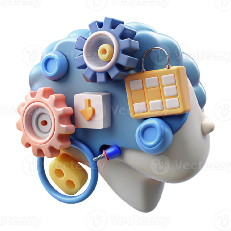 Conceptual Brain Cogs, Security, and Data Processing png