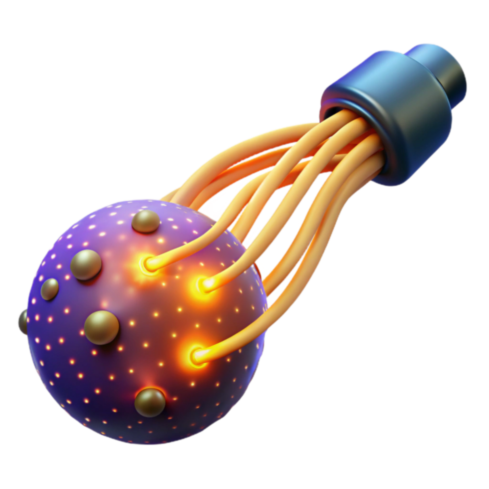 Sphere with Fiber Optic Connections Abstract 3D Render png