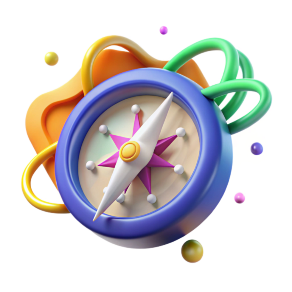3D Compass Colorful Navigation Guide png