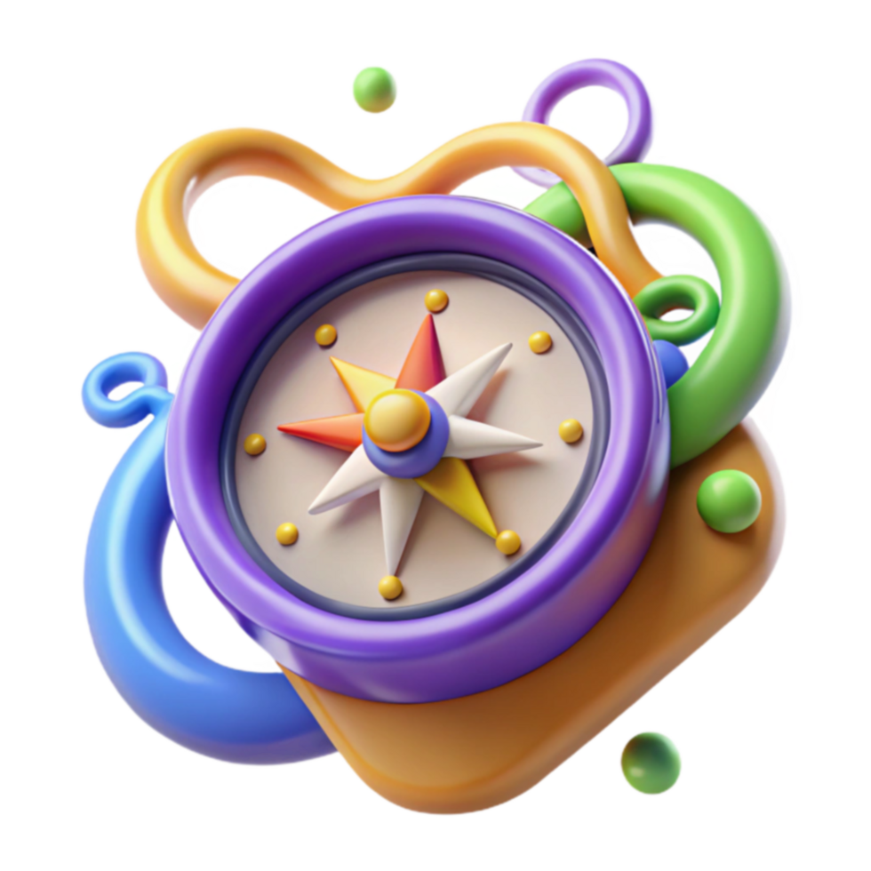 Colorful 3D Compass Guidance, Direction, Navigation, Exploration, Journey, Adventure, Travel, Wayfinding, Path, Discovery png